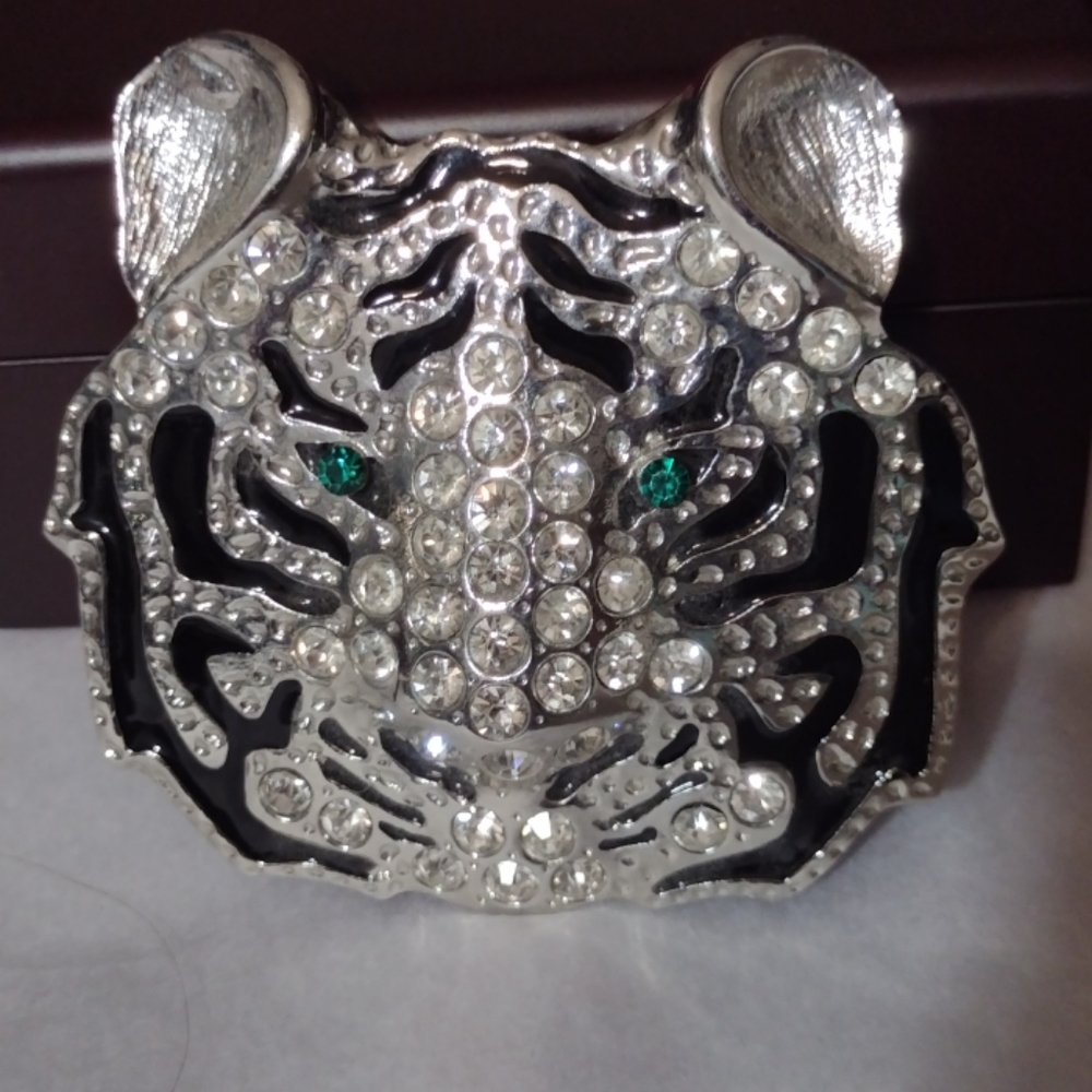 Runway Gem Rhinestone Studded 🐯 Belt Buckle - Picture 5 of 8